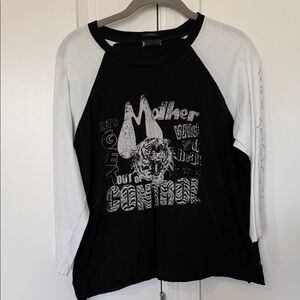 MOTHER Black and White Graphic Long Sleeve Tee